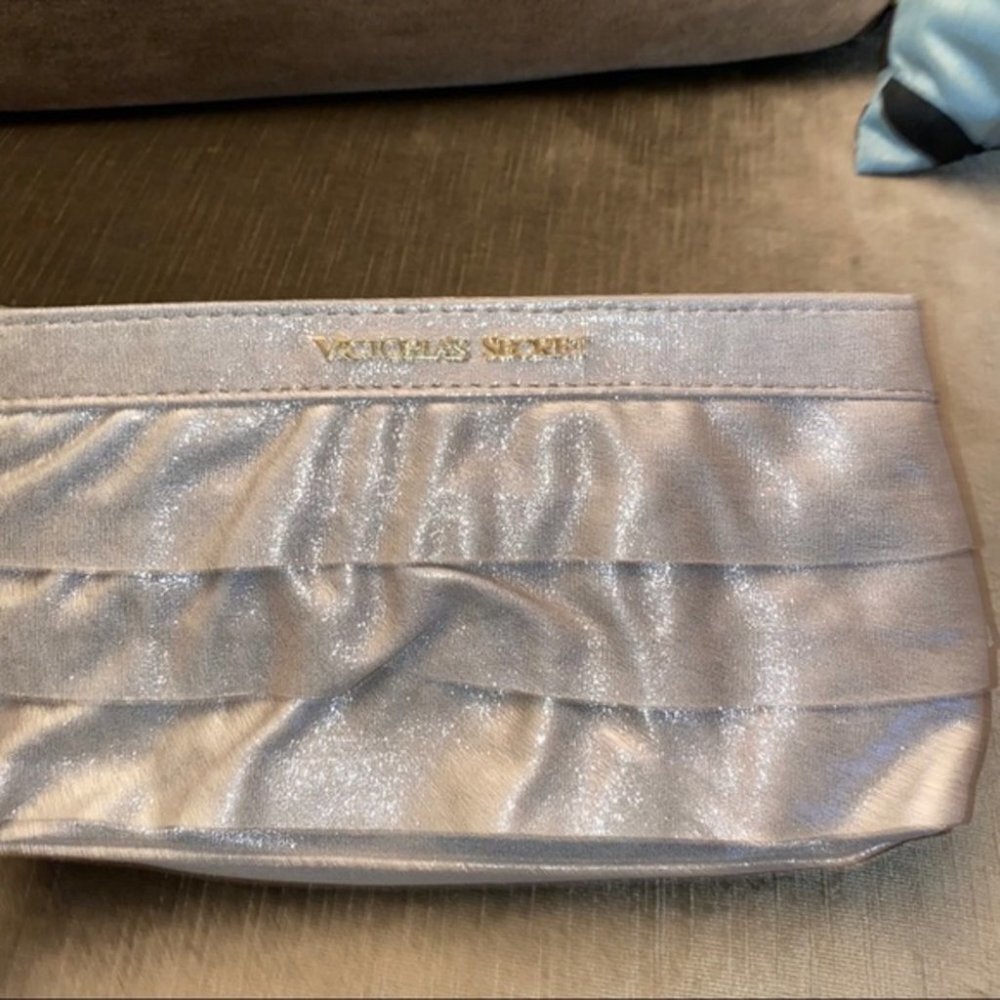 Victoria's Secret Gold Ruffle Suede Clutch Evening
